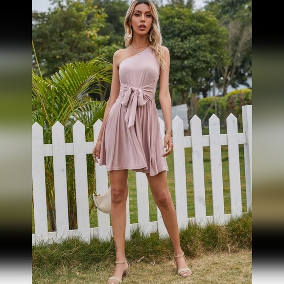 One Shoulder Tie Front Dress - Picture 5 of 5